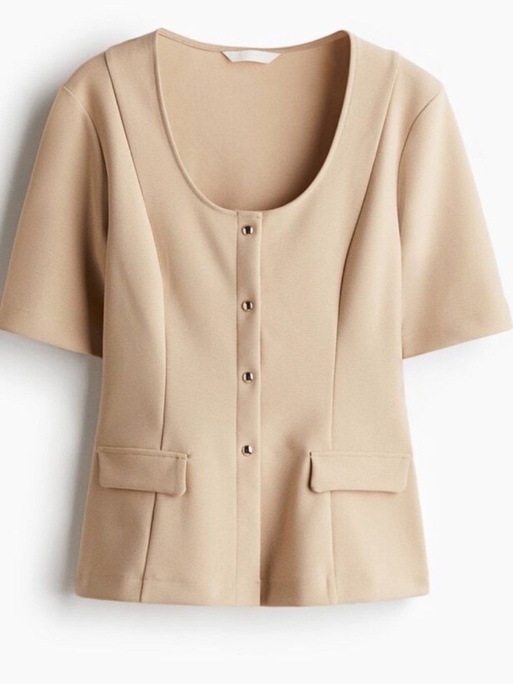 Beige Short-Sleeved Cardigan